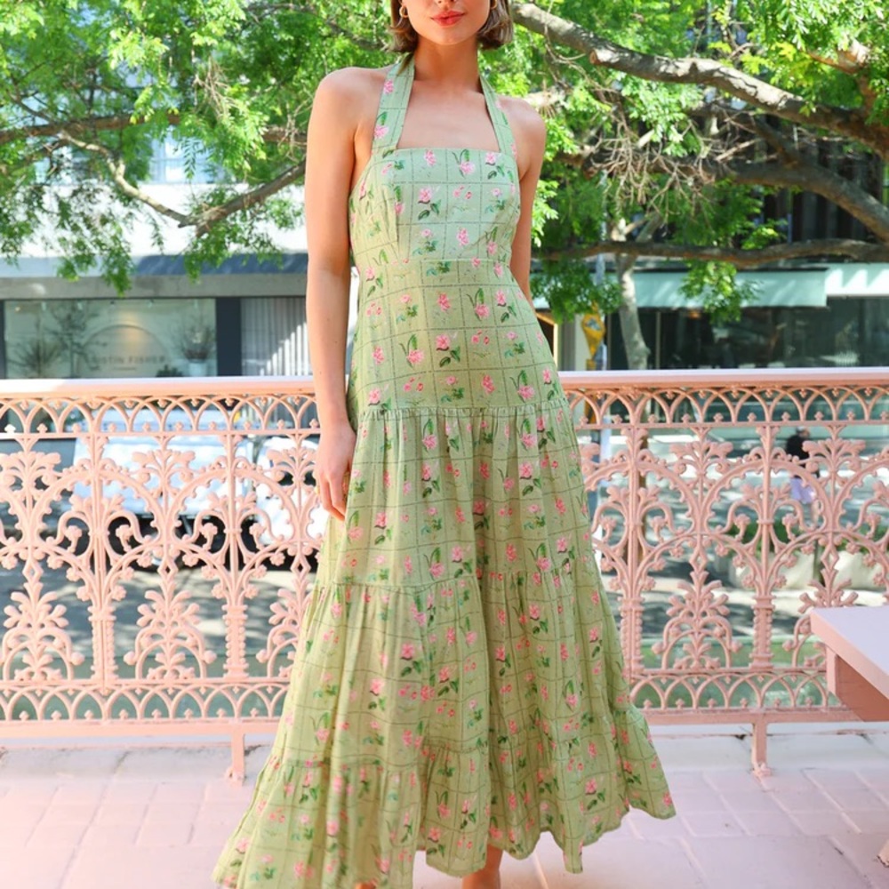 NWT Palm Noosa Willow Dress In Green Floral Tile size size AUS 6 / US 2